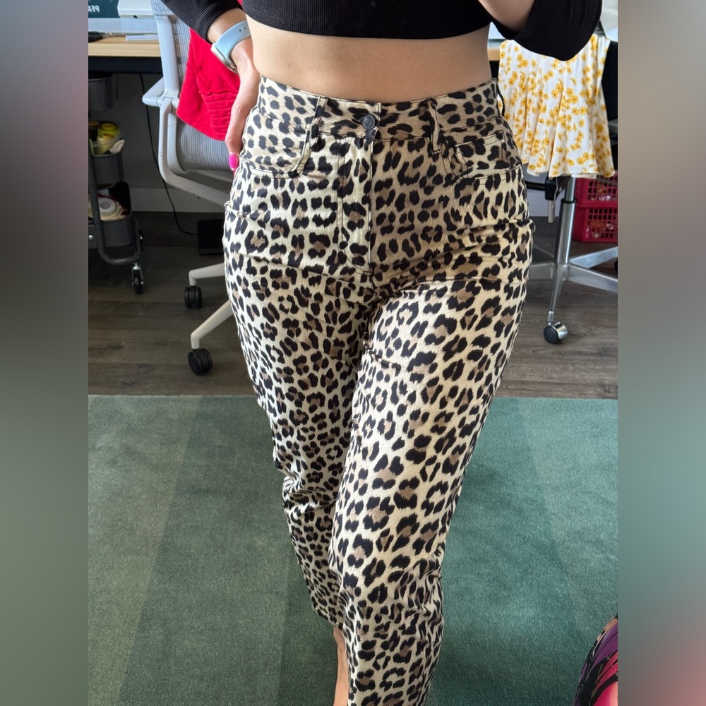 Mango Leopard Print Cropped Pants - image 4